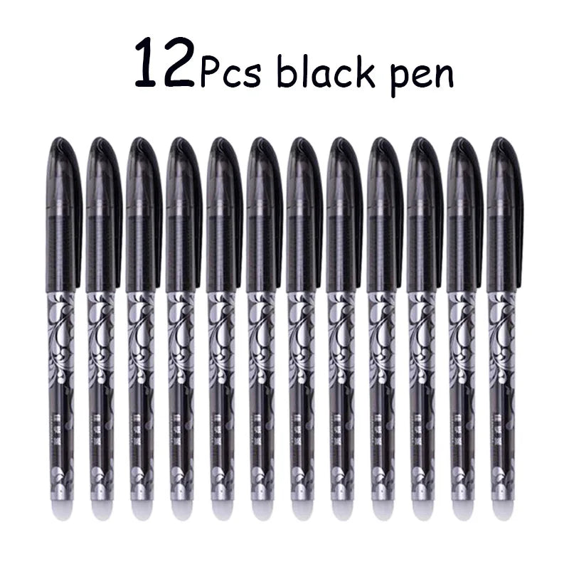 12pcs/box Luxury Erasable Pen Set 0.5mm Blue Black Ink Gel Pen For School Supplies Student Writing Exam Stationery Pens