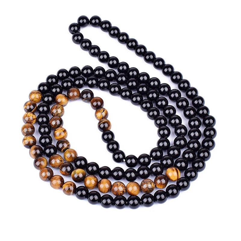 Hematite Obsidian Tiger Eye Beads Necklaces Men Fashion Triple Protection Necklaces Women for Magnetic Health Protection Jewelry