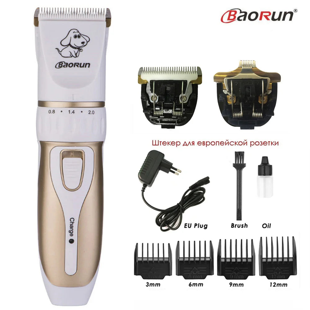 BaoRun P2 P3 Professional Pet Cat Dog Hair Trimmer Rechargeable Animal Grooming Clipper Shaver Dog Hair Cutting Machine Comb Kit