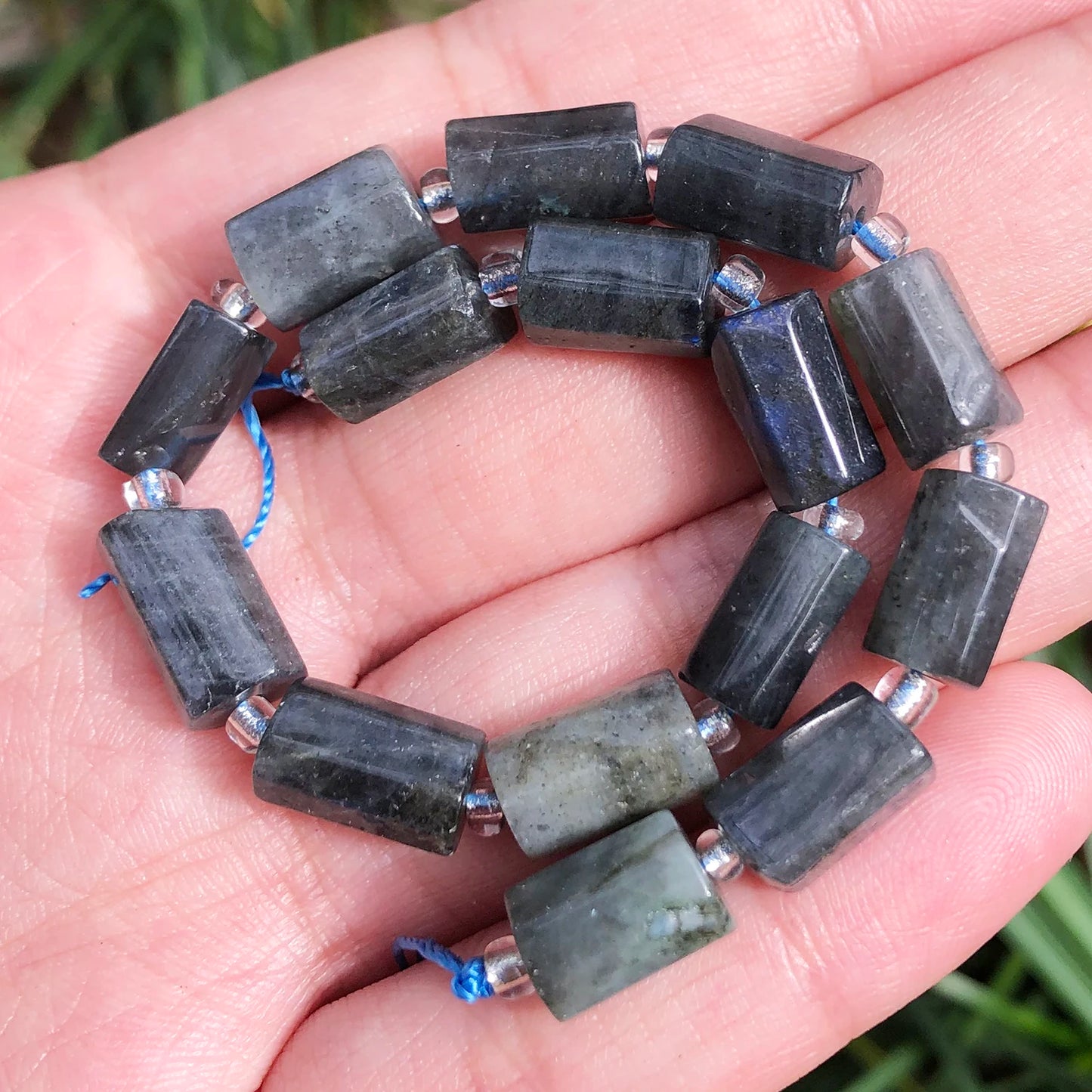 Natural Stone Bead Black Tourmaline Cylinder Shape Loose Spacer Beads for Jewelry Making DIY Bracelet Necklace Accessories 7.5''