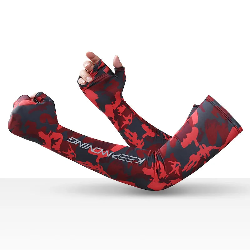Spring Summer Sleeves Cycling Cuff for Men Sports Outdoor Camouflage Cool Glove Women Arm Sleeves Sun Protection Ice Silk Warmer