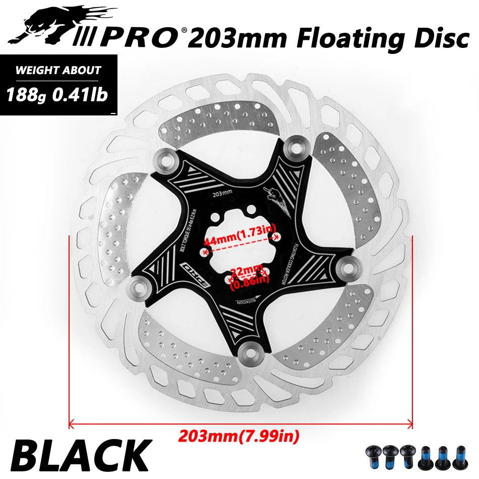 IIIPRO 6-Bolt Brake Disc 160mm/180mm/203mm Brake Disc Rotor Floating Cooling Heat Dissipation DH 6 Inch MTB/Road Bike