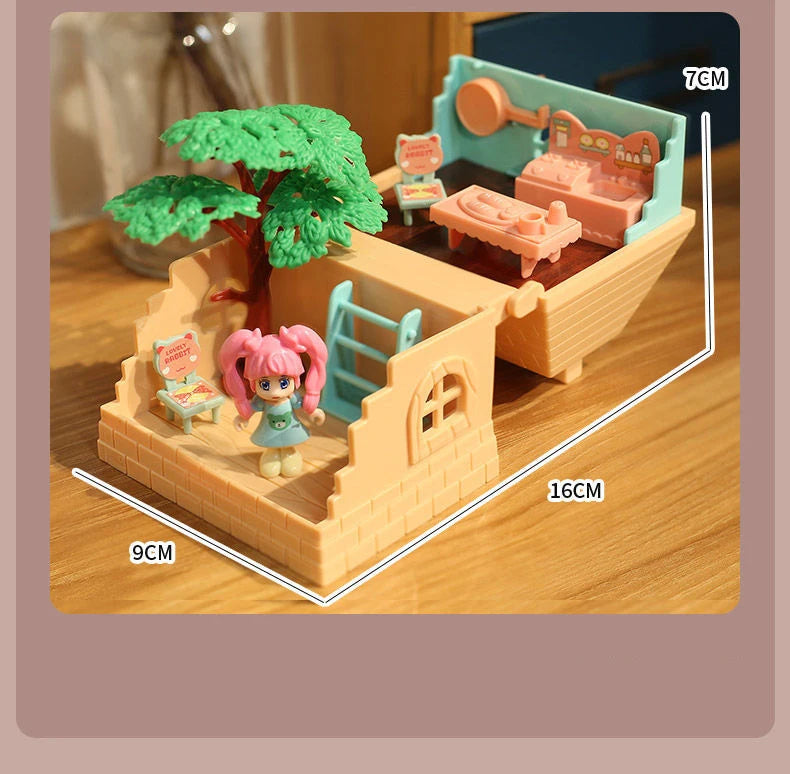 DollHouse Miniature Furniture DIY Doll House With Mini Doll Green Tree Forest Villa Home For Girl Christmas Gift ChildernToys