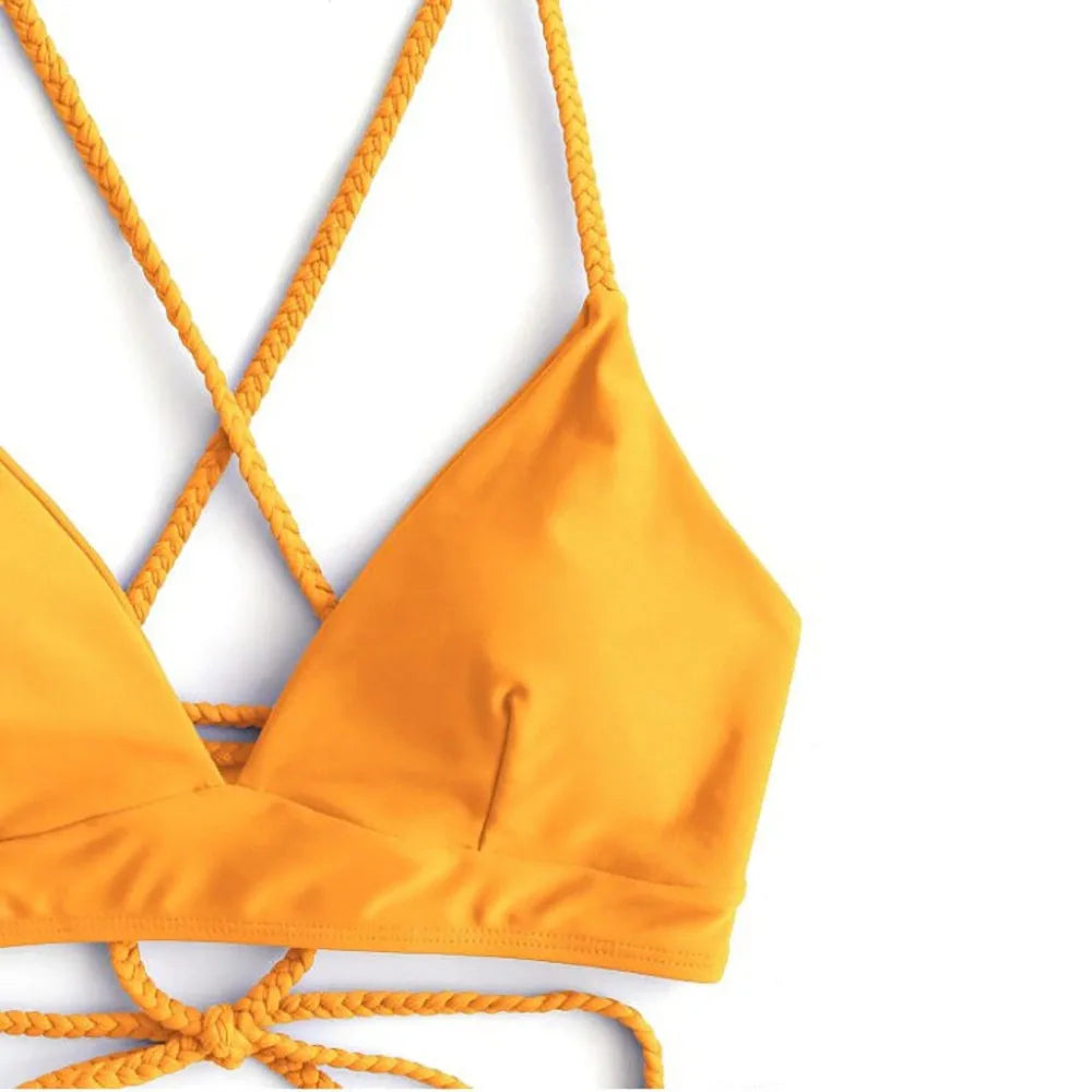 Melphieer 2025 New Wine Red Braided Straps Bikini Cross Back Brazilian Bikinis Set Biquini Swimsuit Swimwear Women Bathing suit