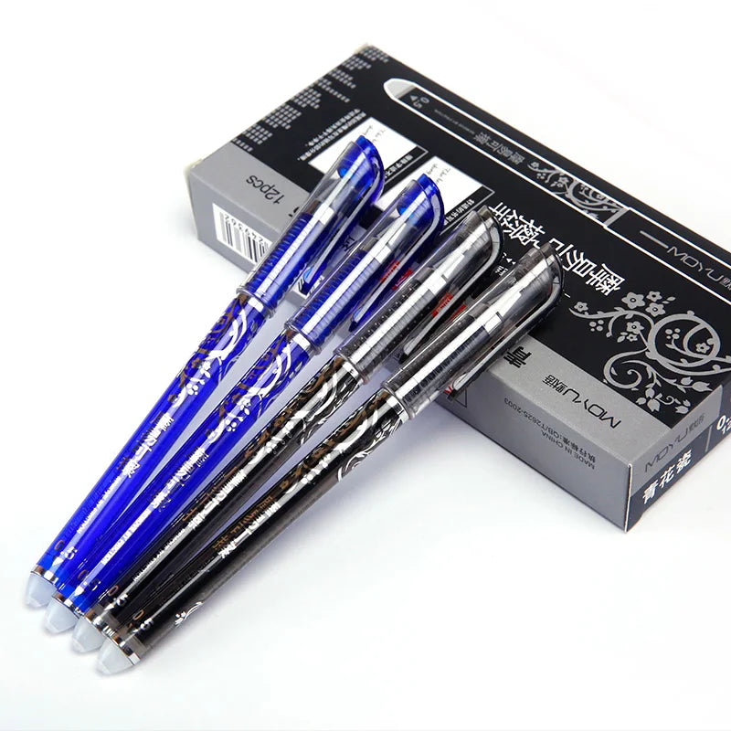 12pcs/box Luxury Erasable Pen Set 0.5mm Blue Black Ink Gel Pen For School Supplies Student Writing Exam Stationery Pens