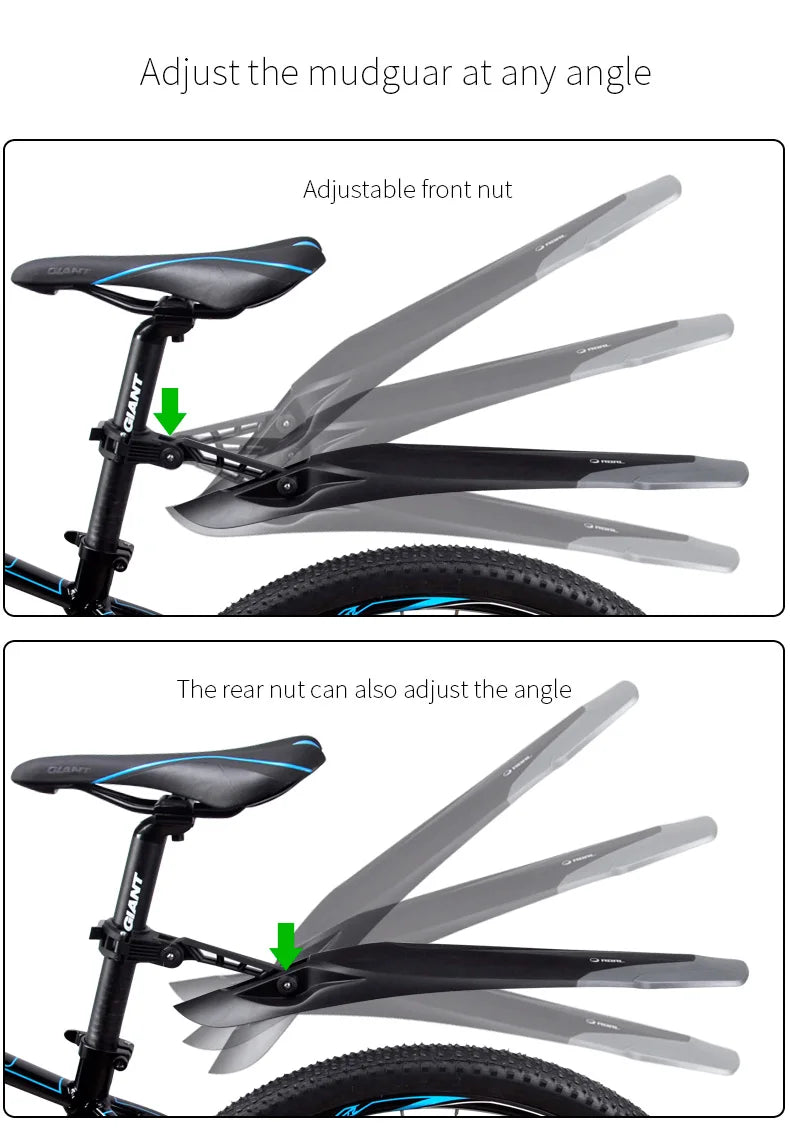 RBRL Bicycle Mudguard Set Mountain Bike Cycling Fender Adjustable MTB Widen Lengthen TPE Patent Quick Release E-Bike Protector