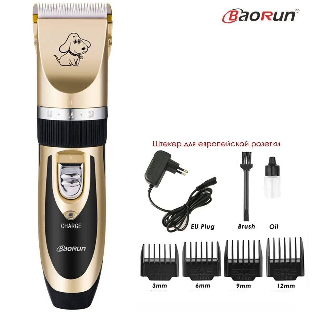 BaoRun P2 P3 Professional Pet Cat Dog Hair Trimmer Rechargeable Animal Grooming Clipper Shaver Dog Hair Cutting Machine Comb Kit