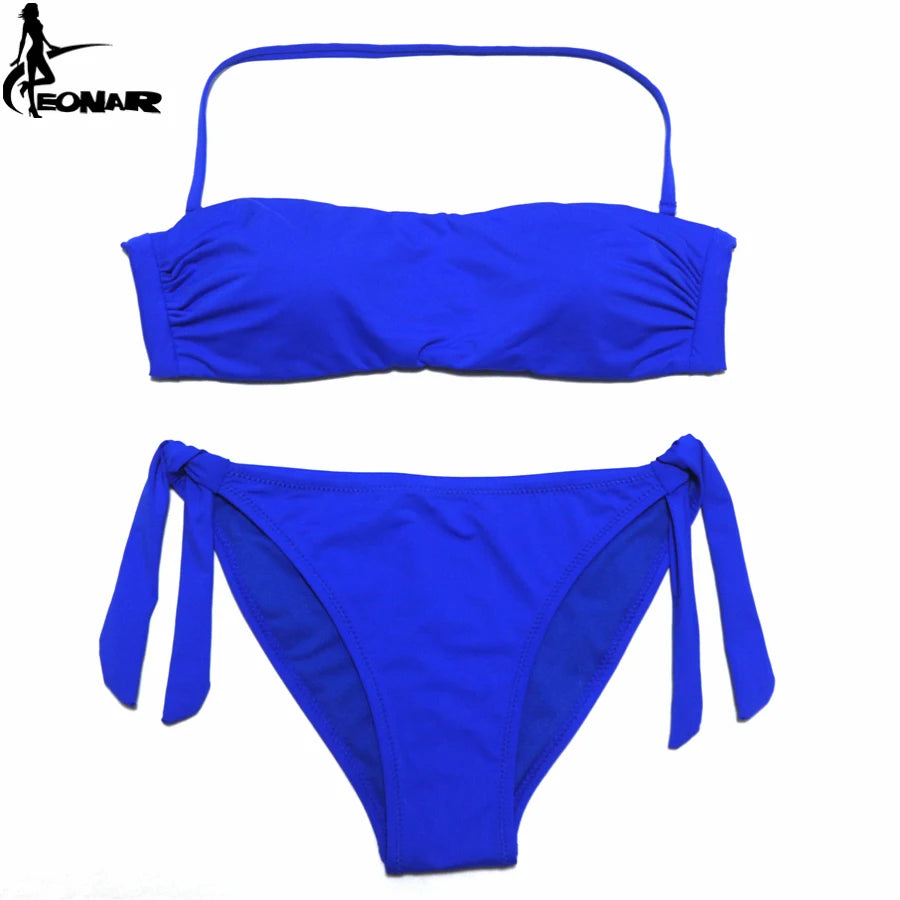 EONAR Bikini 2025 Solid Women Swimsuit  Brazilian Cut Bottom Bikini Set Push Up Swimwear Femme Bathing Suits Sport Beach Wear