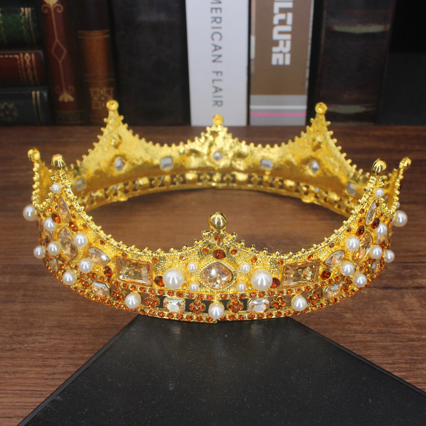 Vintage Baroque Tiara Crown Bride Crystal Queen King Crown Wedding Hair Jewelry Accessories Women Men Pageant Prom Headpiece
