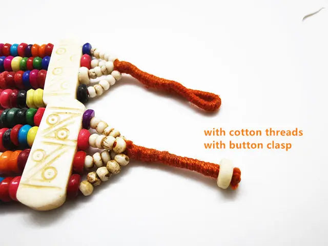Tibetan Ethnic Bracelets Colorful Rainbow Bone Beaded Bracelet Multi Chains for Girls BB-131
