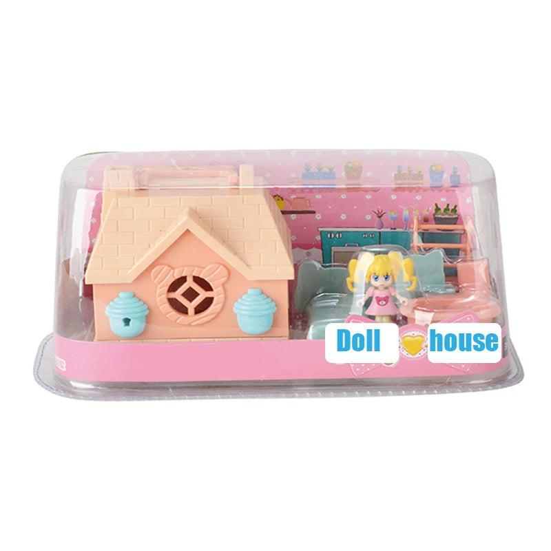 DollHouse Miniature Furniture DIY Doll House With Mini Doll Green Tree Forest Villa Home For Girl Christmas Gift ChildernToys