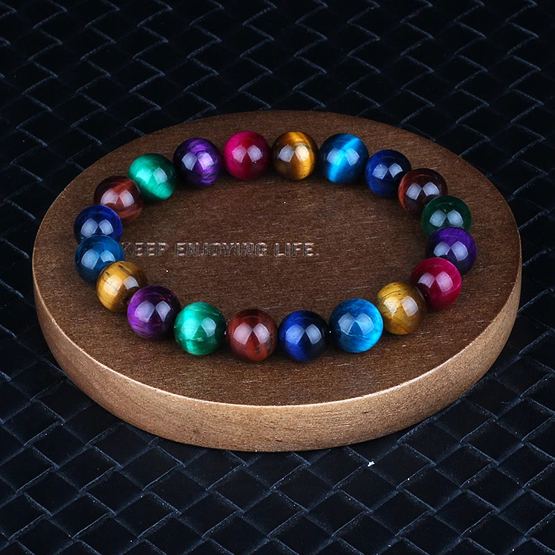Fashion 5A+ Colorful Tiger Eye Beads Bracelets Women Natural Stone Bracelets Men Reiki Healing Braslet Energy Jewelry Pulseras