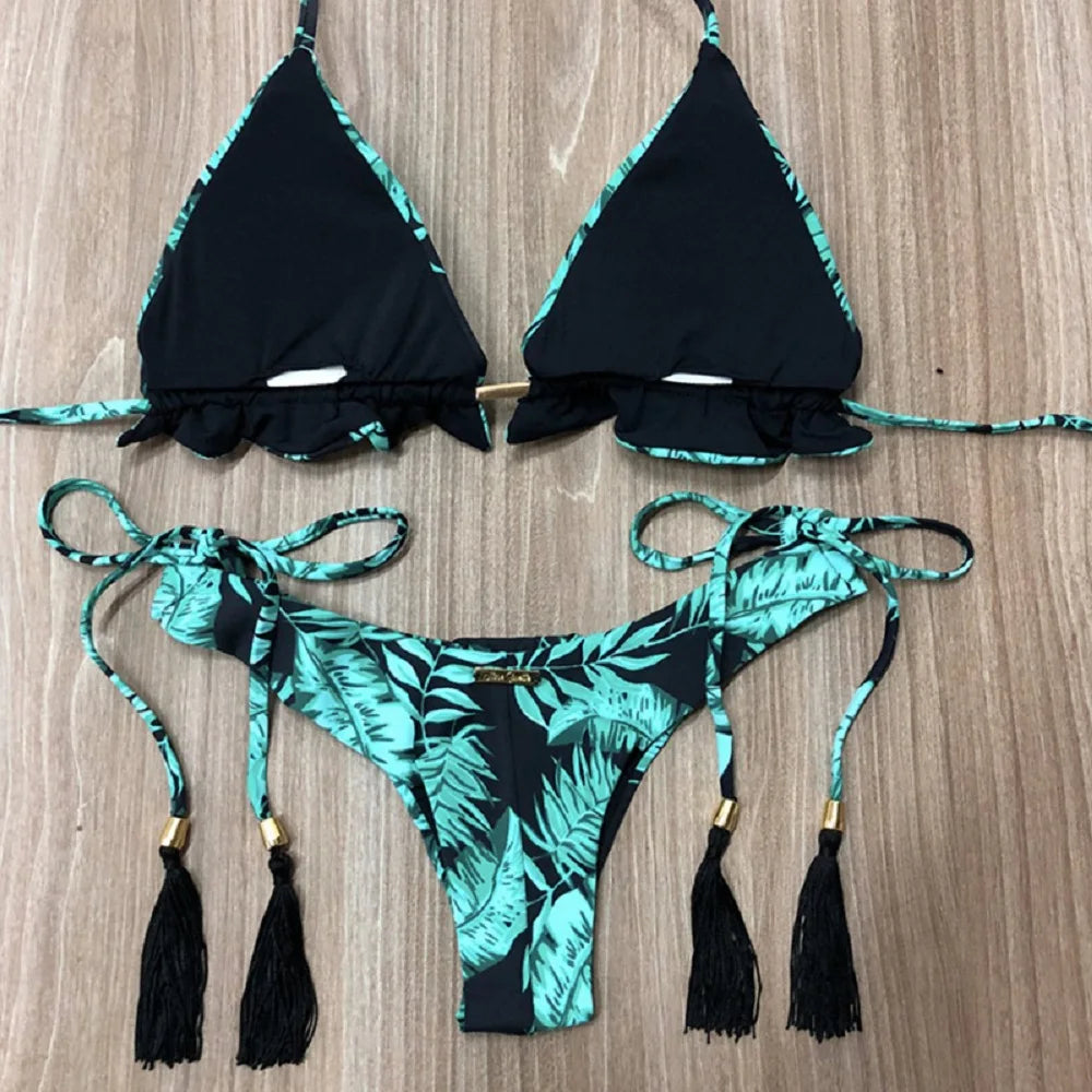 Sexy Bikinis 2019 Swimwear Women Swimsuit Bandage Halter Beach Wear Push Up Bathing suits Female Brazilian Bikini Set