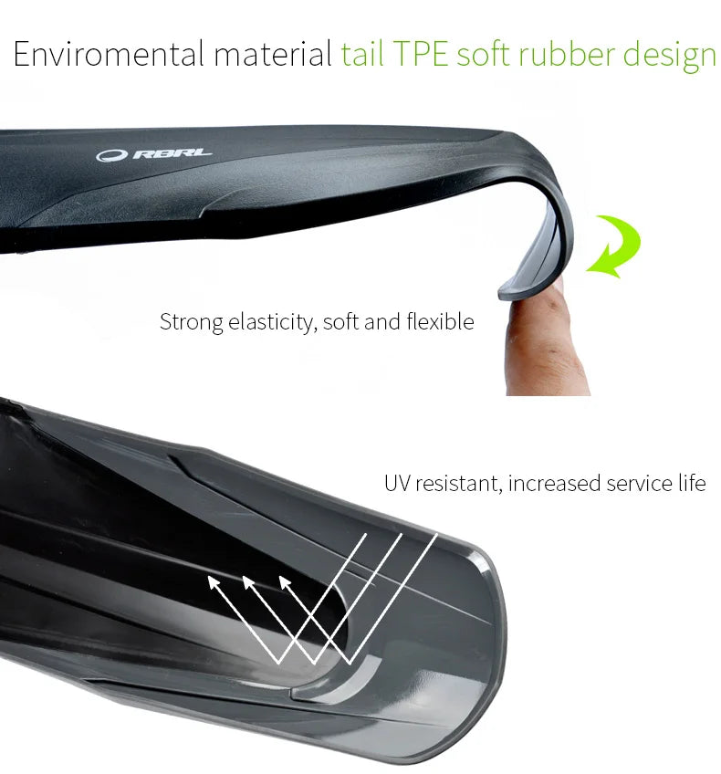RBRL Bicycle Mudguard Set Mountain Bike Cycling Fender Adjustable MTB Widen Lengthen TPE Patent Quick Release E-Bike Protector