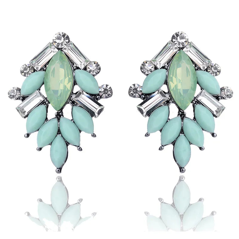 Elegant Tree Shape Acrylic Opal Stone Stud Earrings Statement Women Piercing Earrings 2019 New Trendy Jewelry Gift