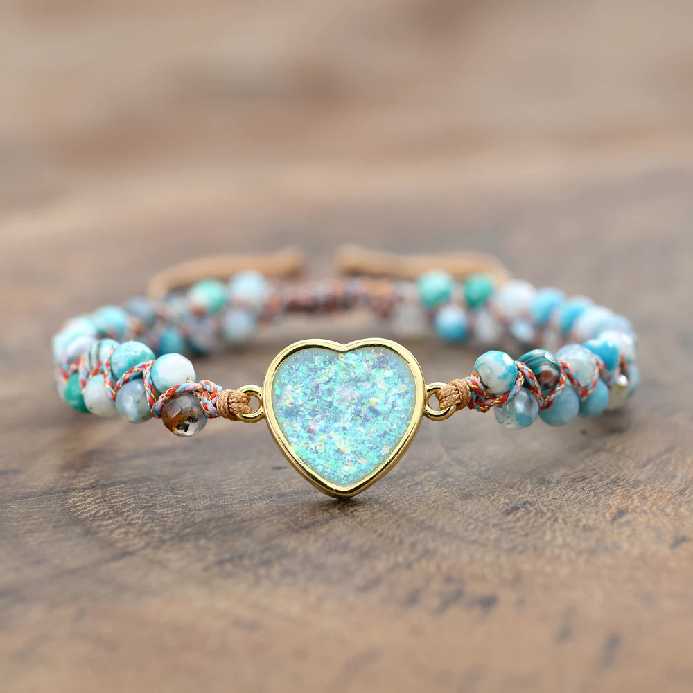 Jewelry Reiki Healing for Women Bracelet Natural Stone Heart String Handmade Braided Bracelets Emperor's Stone Wrap Bracelet
