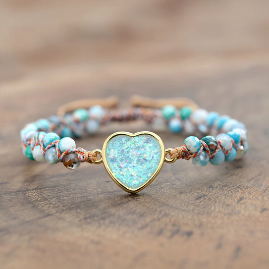 Jewelry Reiki Healing for Women Bracelet Natural Stone Heart String Handmade Braided Bracelets Emperor's Stone Wrap Bracelet