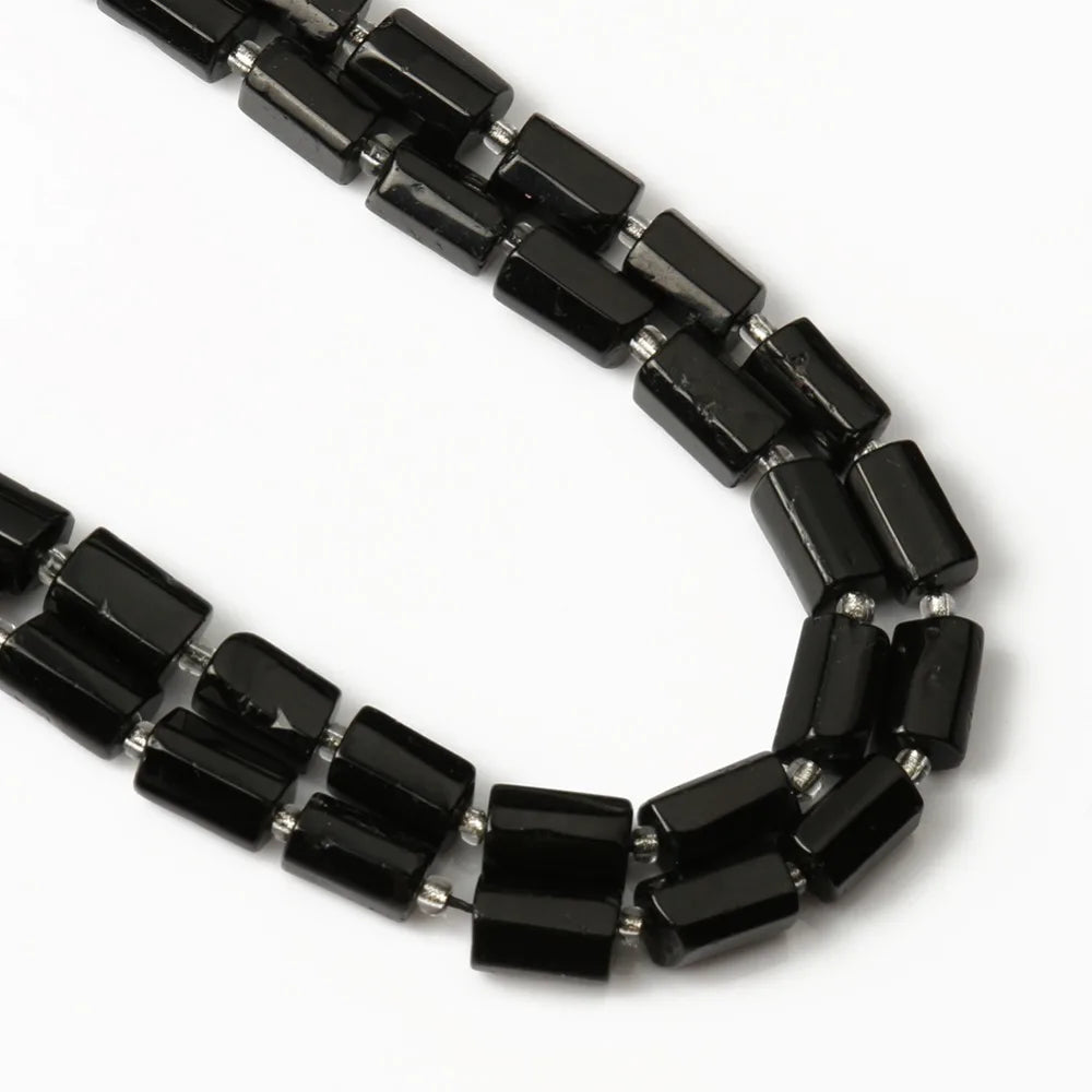 Natural Stone Bead Black Tourmaline Cylinder Shape Loose Spacer Beads for Jewelry Making DIY Bracelet Necklace Accessories 7.5''