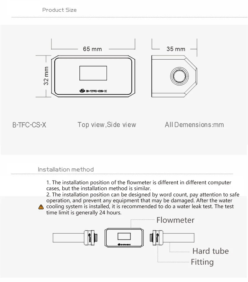 Bykski Thermometer Water Cooling System Monitor Flowmeter Leaking Pump Speed Alarm RPM Temperature Sensor PC Cooler B-TFC-CS-X