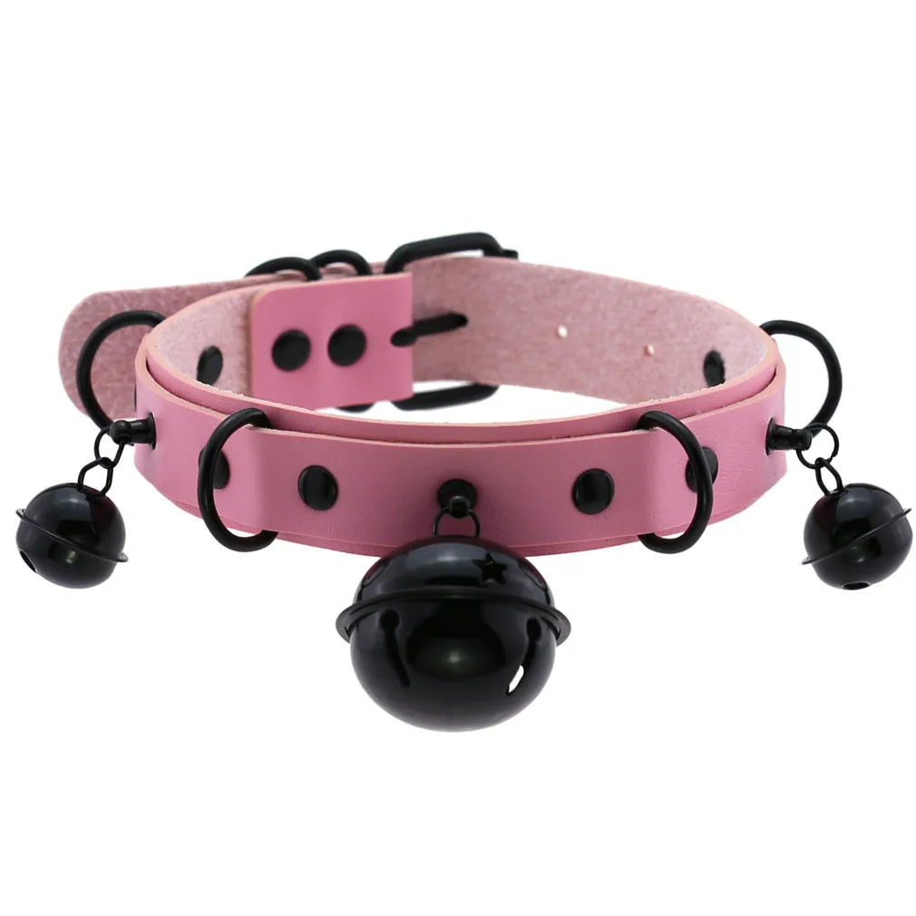 Goth Pink Leather Necklaces Women Punk Black Rivet Spike Collar Chain Neck Strap Gothic Holloween Girls Choker Y2K Body Jewelry