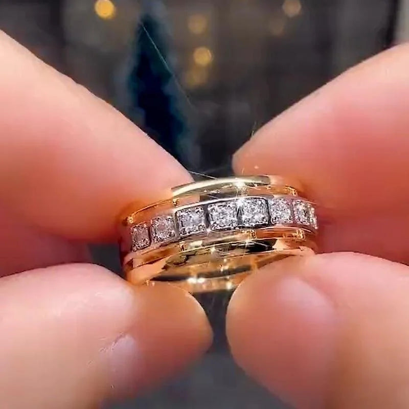 CAOSHI Stylish Temperament Women's Wedding Rings with Dazzling Crystal Trendy Female Engagement Jewelry Statement Accessories