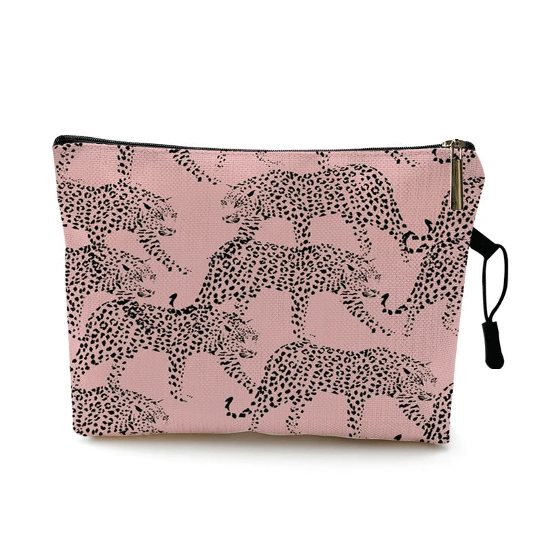 Cosmetic Bag Case Women Makeup Bag Fashion Leopard Print Zebra Striped Teenager Girls Ladies Cosmetics Make Up Pouches Organizer