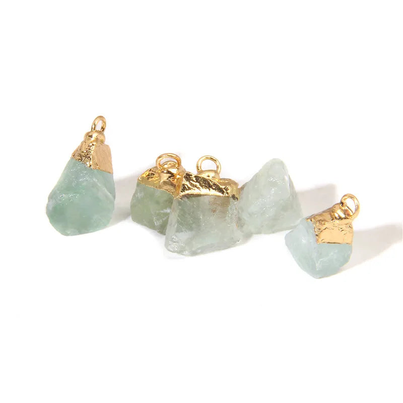 2PCS Mini Raw Stone Pendant Rough Fluorite Amethysts Tourmaline Reiki Stone Charms For Jewelry Making Handmade DIY Accessories