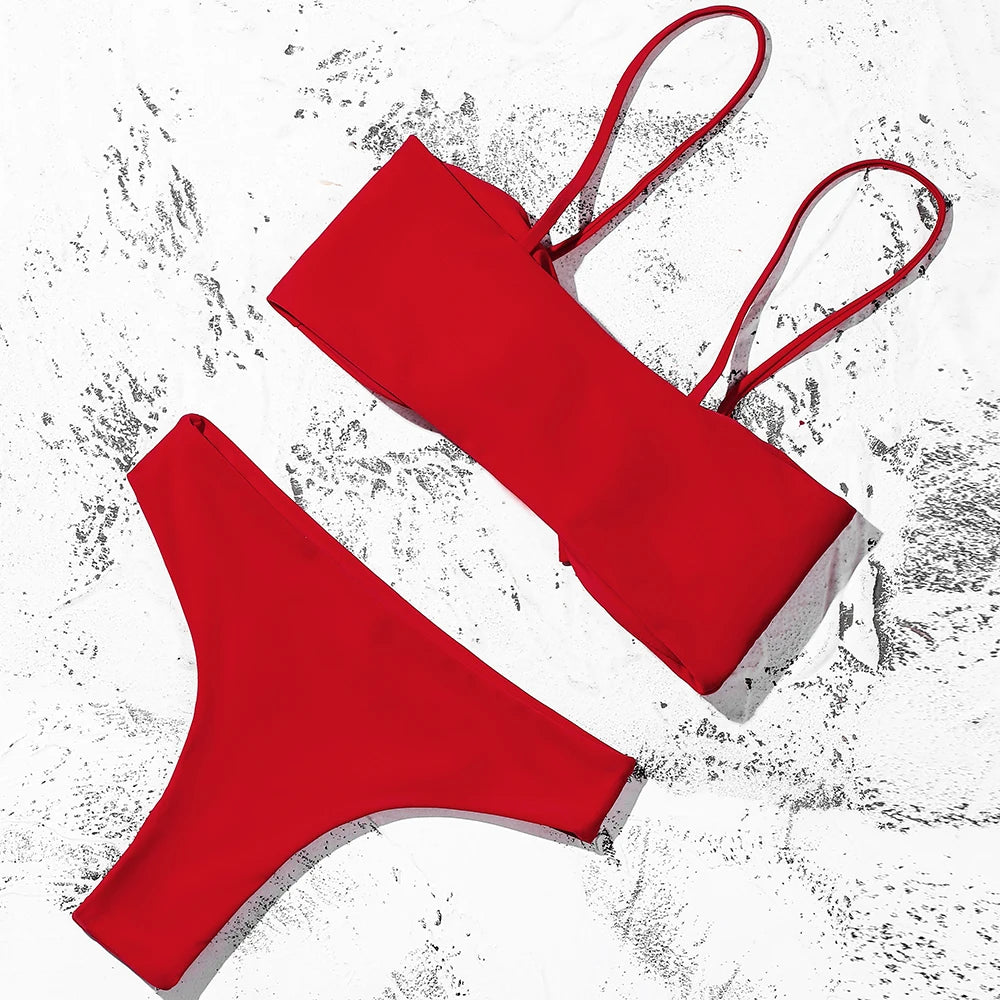 ZTVitality Sexy Solid Bow Bikinis Push Up Bikini 2021 Straps Padded Low Waist Swimsuit Bandage Swimwear Women Brazilian Biquini