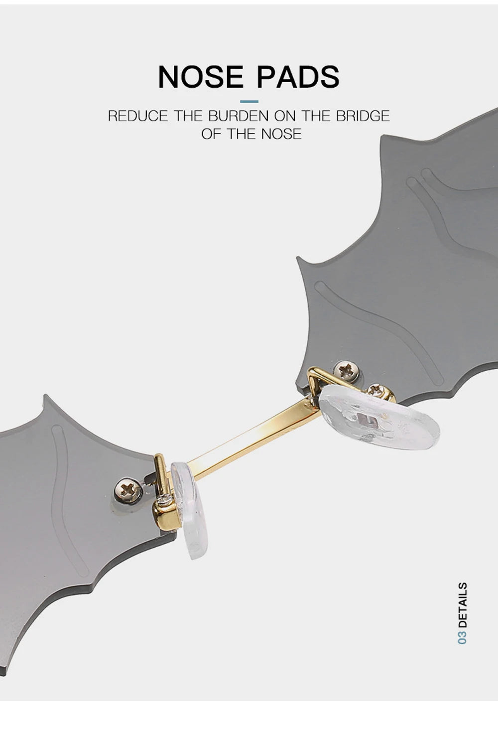 Fashion Rimless Men Sunglasses Women Trendy Bat Shaped Sun Glasses Female Male Vintage Black Mirror Shades Metal Oculos De Sol