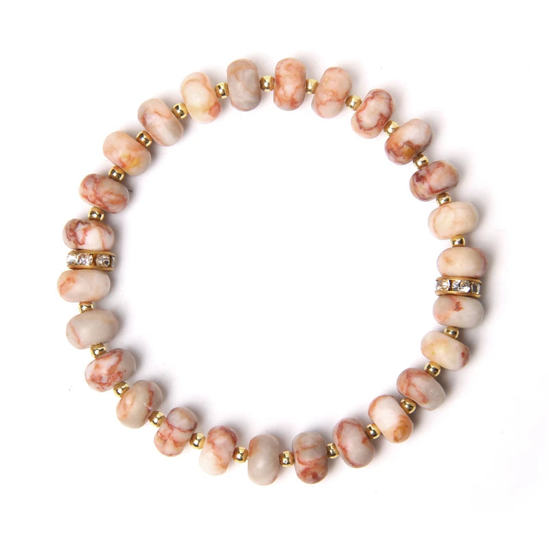 Fashion Natural white Howlite pink aventurine watermelon Tourmalin quartz stone beads bracelet for women lady Gifts Fashion