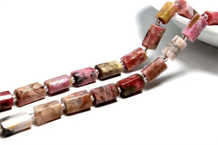 Natural Tourmaline Apatite Emerald Agates Amethysts Jades Cylinder Stone Spacer Beads for Jewelry Making DIY Bracelet 7.5inch