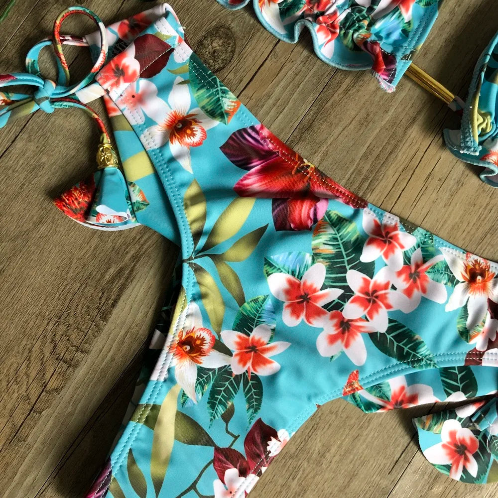 Sexy Bikinis 2019 Swimwear Women Swimsuit Bandage Halter Beach Wear Push Up Bathing suits Female Brazilian Bikini Set