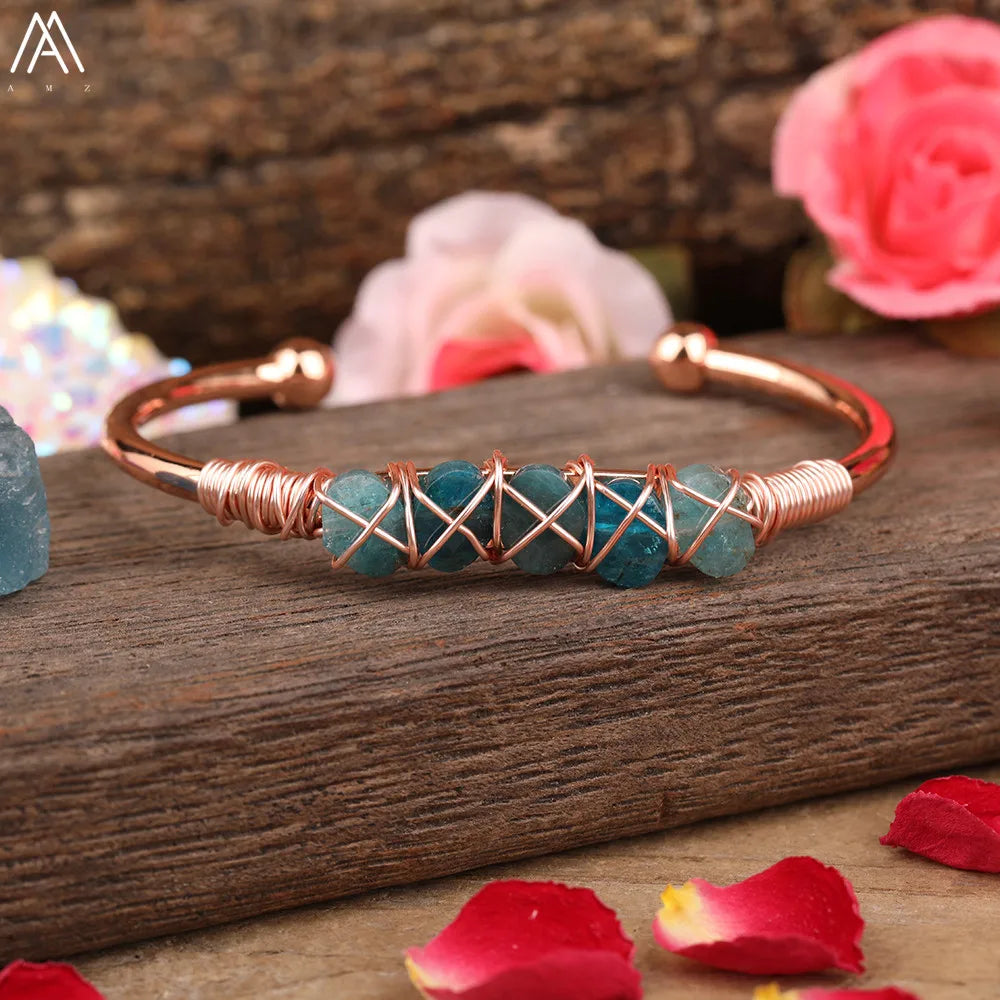 Natural Blue Kyanite Stone Open Bangle For Women High Quality Handmade Birthday Wedding Jewelry Gifts
