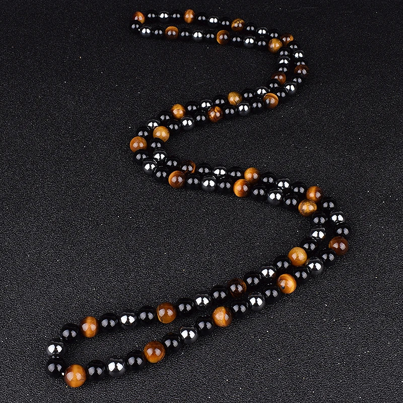 Fashion Tiger Eye Stone Beaded Necklaces Men Meditation Yoga Natural Stone Necklaces for Women New Design Handmade Jewelry Gift