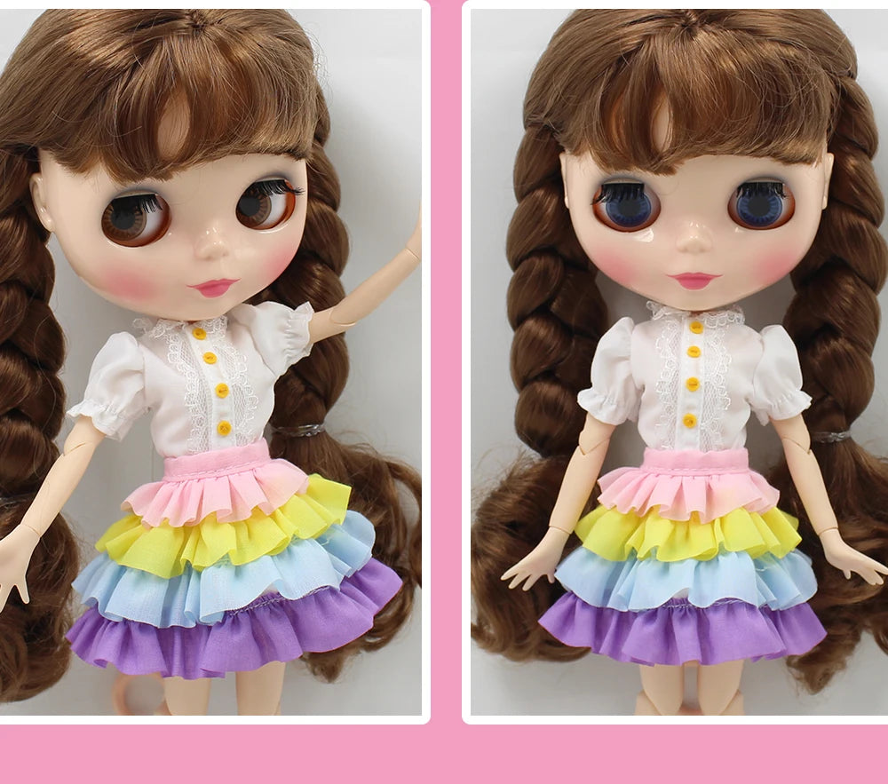 ICY DBS Blyth doll Clothes Christmas Gift toy rainbow dress white shirt white skirt anime outfits