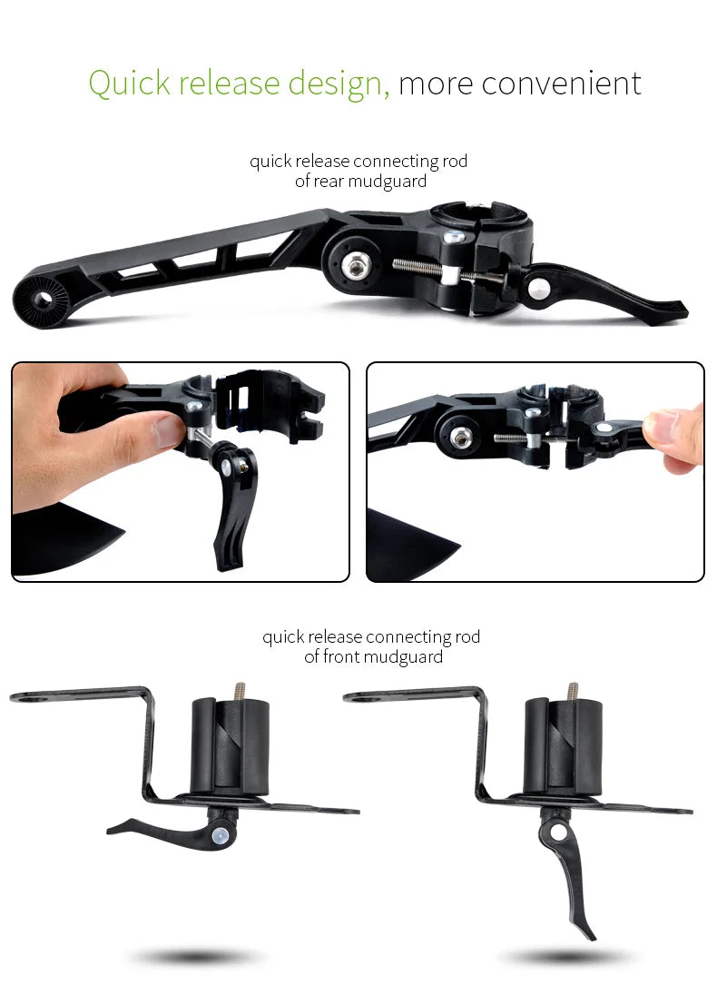 RBRL Bicycle Mudguard Set Mountain Bike Cycling Fender Adjustable MTB Widen Lengthen TPE Patent Quick Release E-Bike Protector