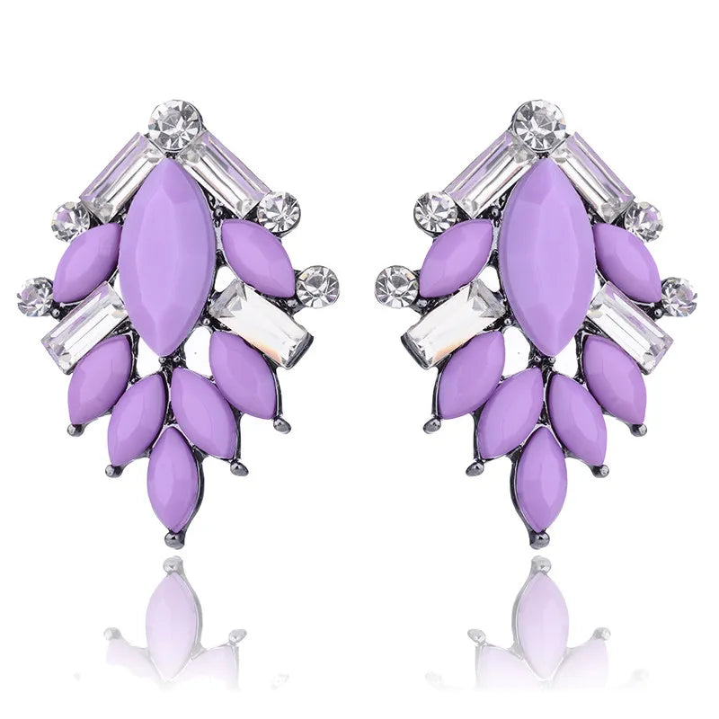 Elegant Tree Shape Acrylic Opal Stone Stud Earrings Statement Women Piercing Earrings 2019 New Trendy Jewelry Gift
