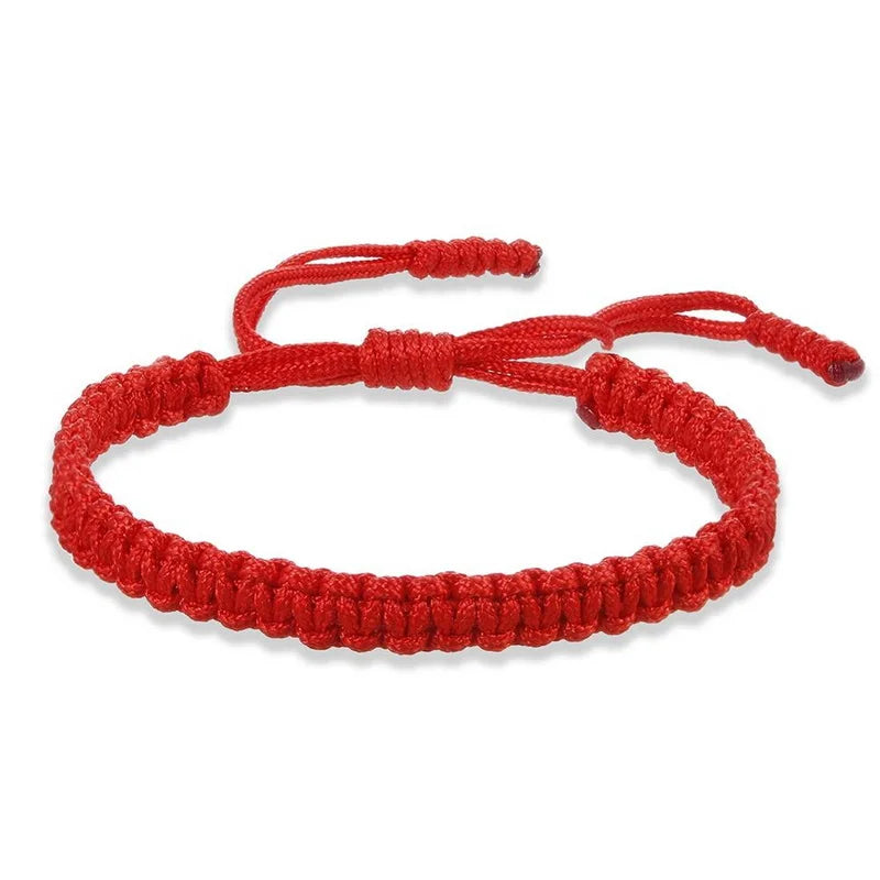 Handmade Black Red thick Rope Knot Bracelet for Women Men Retro Ethnic Style Tibetan Buddha Braid Chain Couple Friendship Jewelr