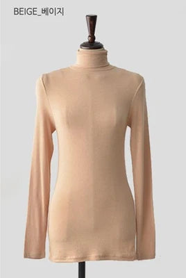 T Shirt Women Turtleneck Spring Top Sexy Elasticity T-Shirt Korean Tee Woman Clothes Slim Tshirt Female Skinny Long Sleeve Tops