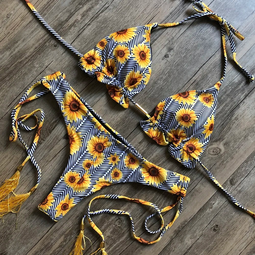 Sexy Bikinis 2019 Swimwear Women Swimsuit Bandage Halter Beach Wear Push Up Bathing suits Female Brazilian Bikini Set