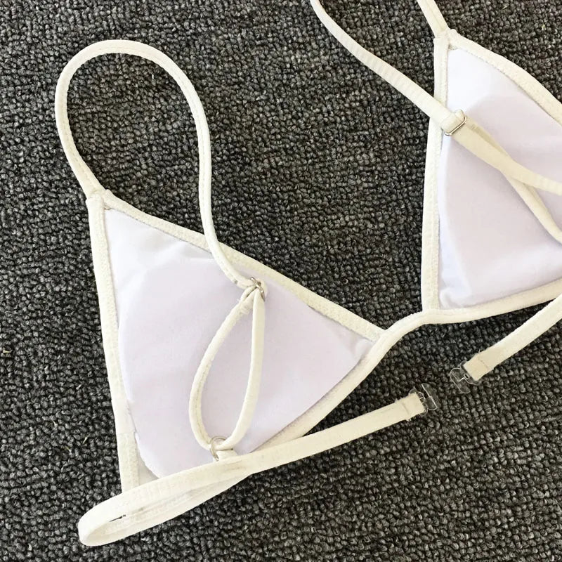 Bandeau Tanga Bikinis Ribbed Bikini 2025 Sexy High Cut Bikini Set Brazilian Swimsuit Thong Swimwear Women Girls Swimming Suit