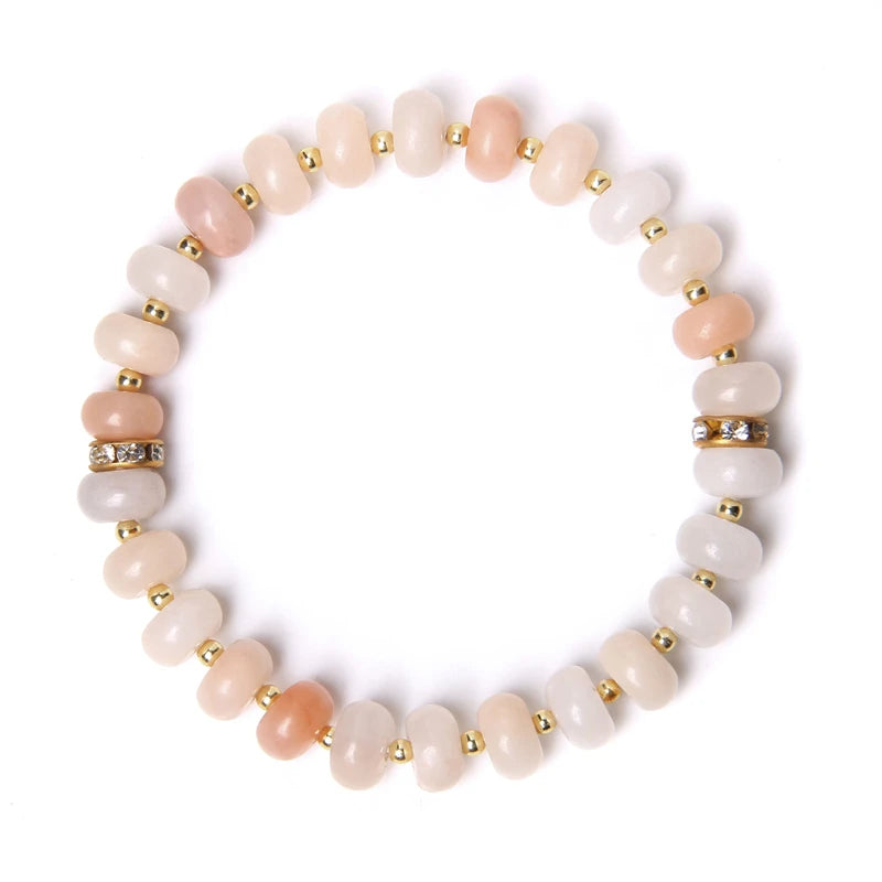 Fashion Natural white Howlite pink aventurine watermelon Tourmalin quartz stone beads bracelet for women lady Gifts Fashion