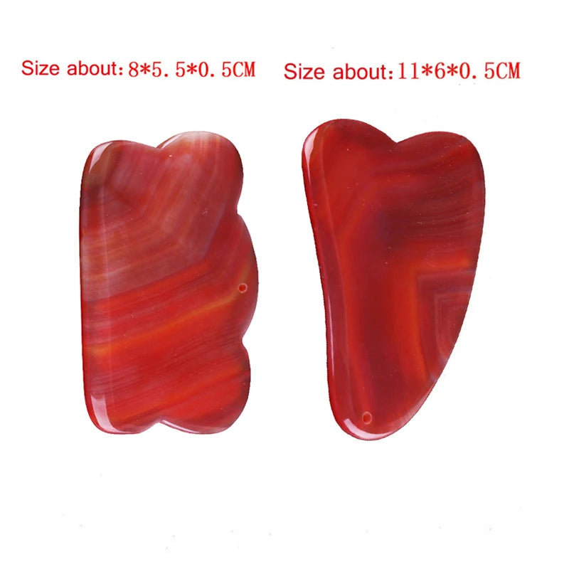 Natural Red Agate Scraping Board Jade Massager Gouache Scraper Facial Body Guasha Lifting Sap Cupuncture Point Massage Skin Care