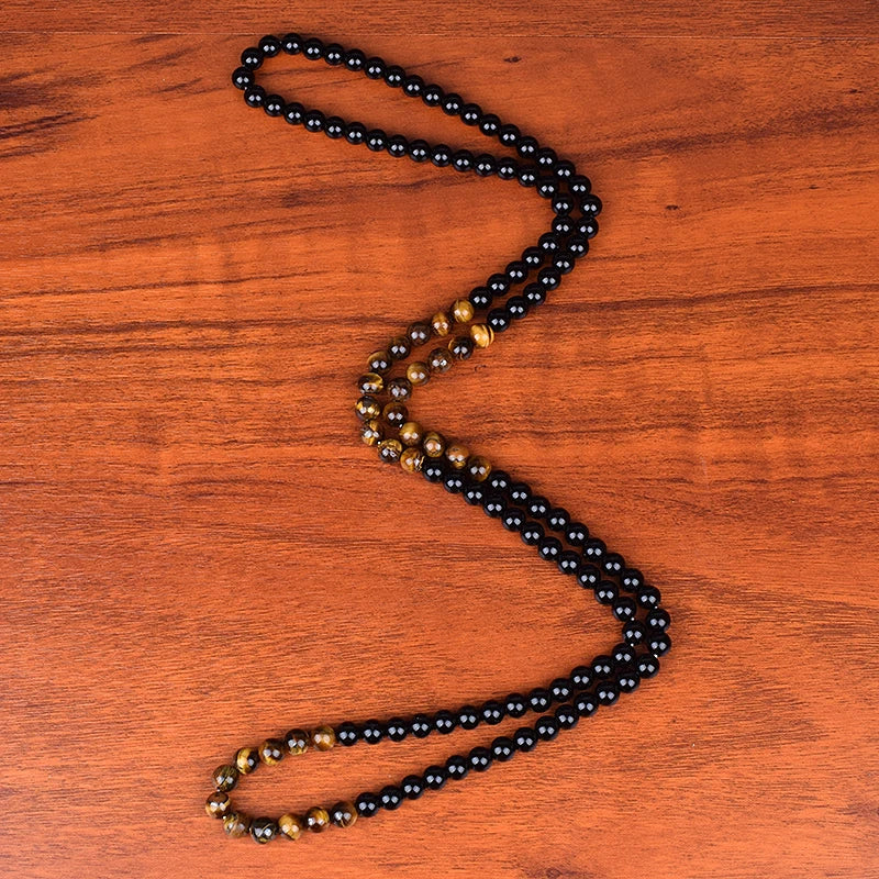 Hematite Obsidian Tiger Eye Beads Necklaces Men Fashion Triple Protection Necklaces Women for Magnetic Health Protection Jewelry