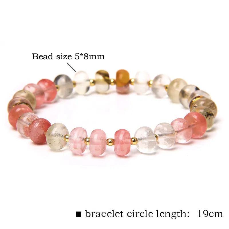 Fashion Natural white Howlite pink aventurine watermelon Tourmalin quartz stone beads bracelet for women lady Gifts Fashion