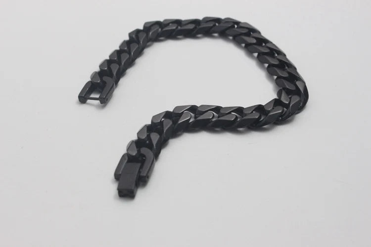 Black Bracelet Men's Accessories Cuban Hip Hop Bracelet Chain Fashion Stainless Steel Men's Chain Gift Vintage Bracelet Jewelry