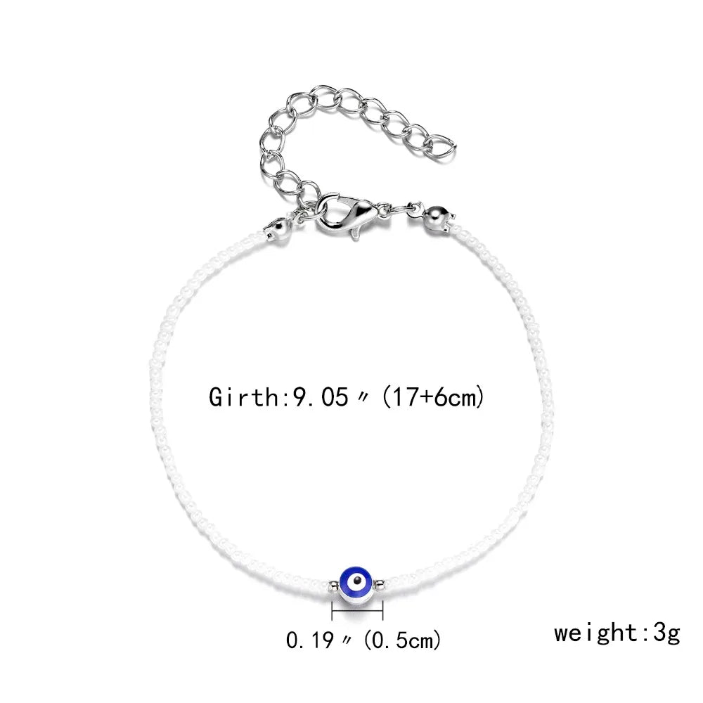Lucky Handmade Vintage Rhinestone Palm Blue Evil Eye Pendant Link Chain Bracelet For Women Men Good Luck Bracelet Jewelry Gift