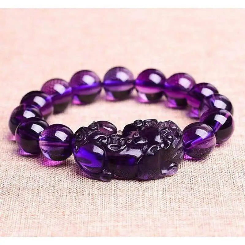 Feng Shui Obsidian Stone Beads Bracelet Wristband Gold Color Black Pixiu Wealth Good Luck Women Bracelet  Men Women Unisex