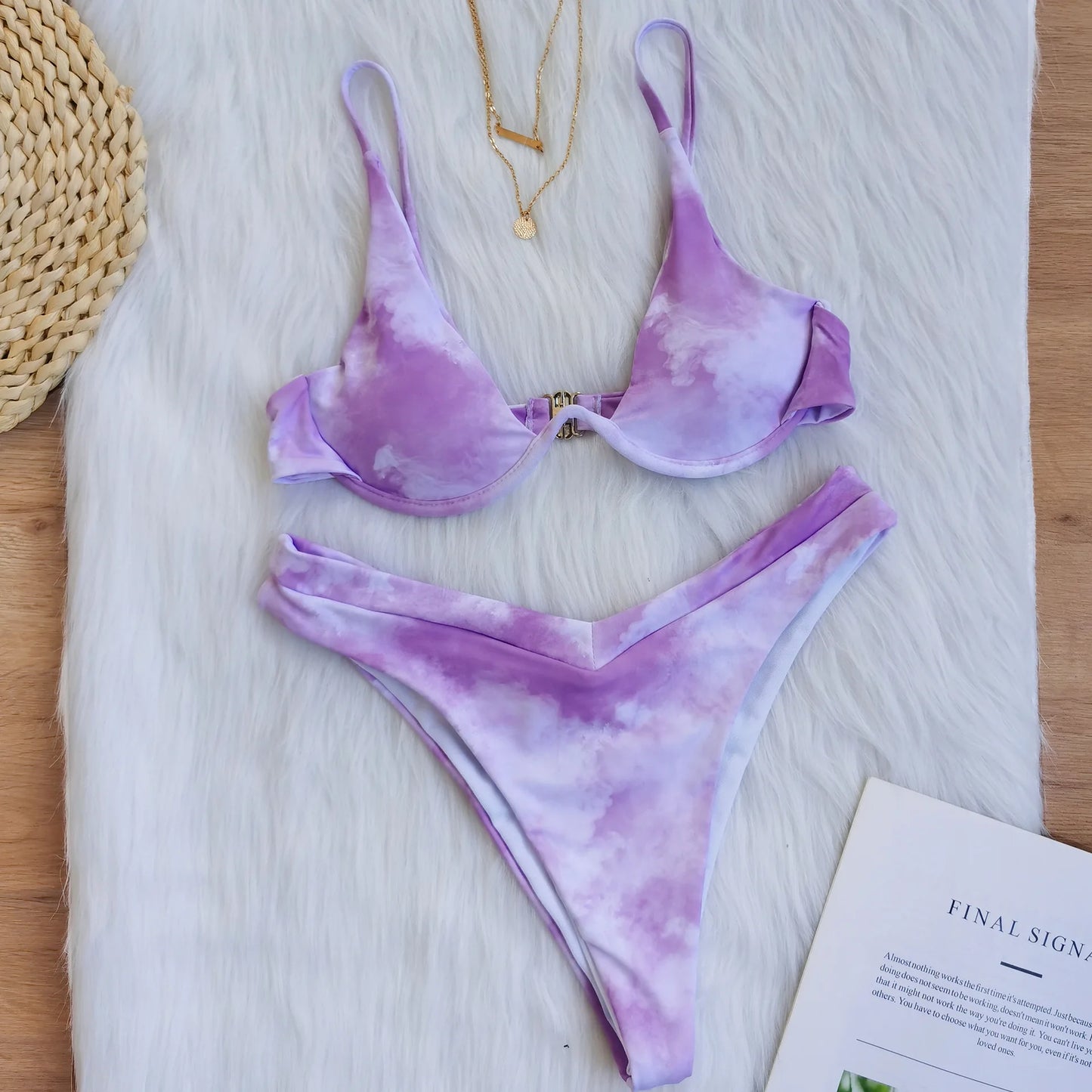 Neon Green Sexy Underwire Bikini Set 2024 Women Solid Leopard Push Up Micro Swimsuit Summer Bathing Suit Thong Swimwear Biquini