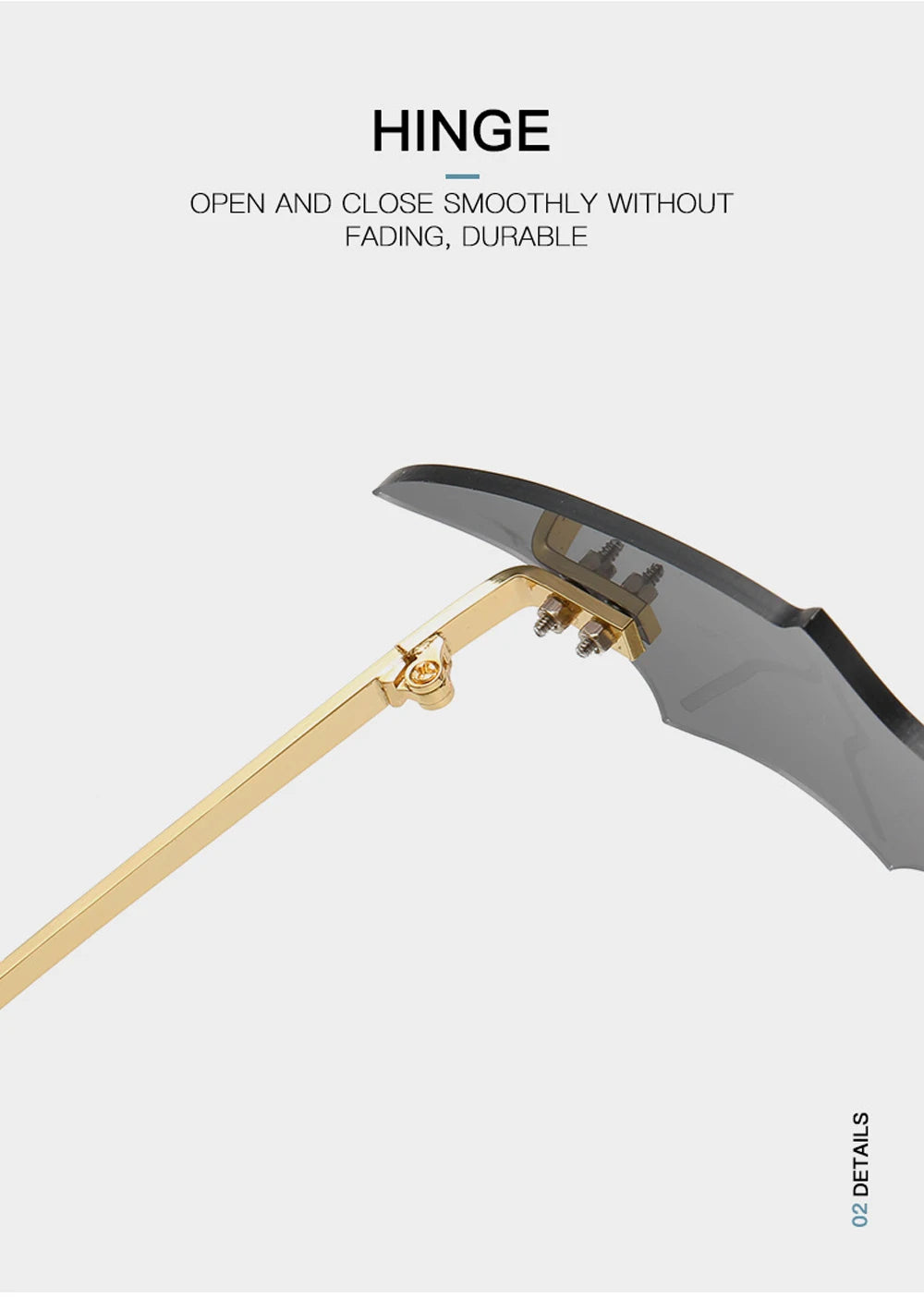 Fashion Rimless Men Sunglasses Women Trendy Bat Shaped Sun Glasses Female Male Vintage Black Mirror Shades Metal Oculos De Sol